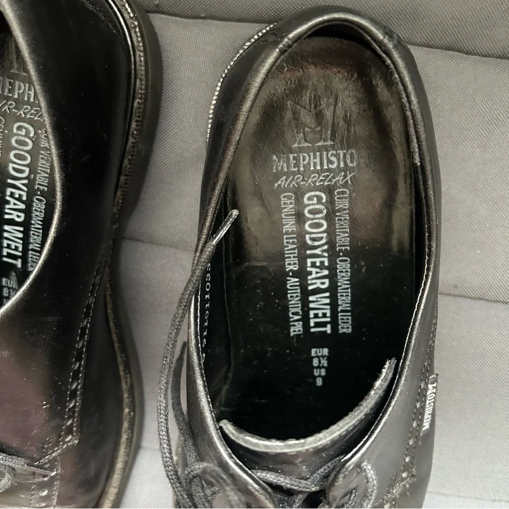 Mephisto  Mens Goodyear Belt Classic Black Leather Oxfords,   Size 9 - Picture 12 of 12